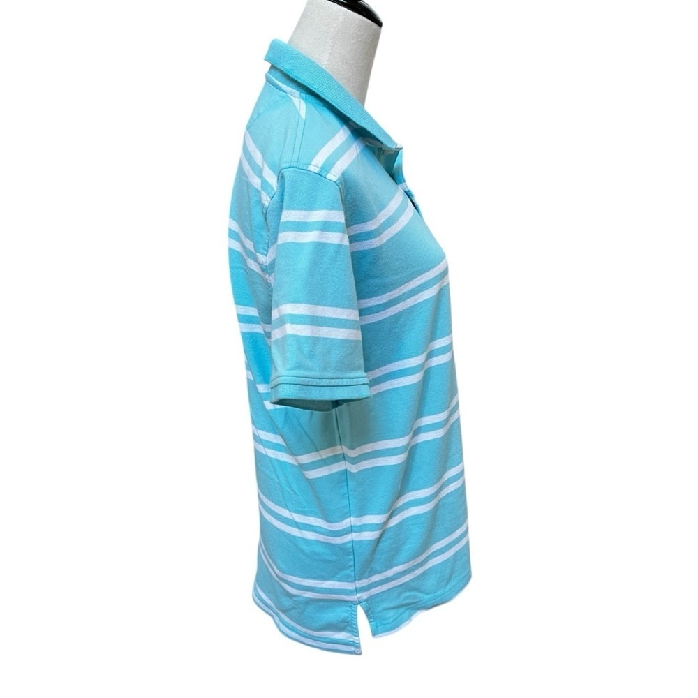 IZOD Men’s Medium Polo Shirt Blue White Stripes Soft Golf - Picture 4 of 8